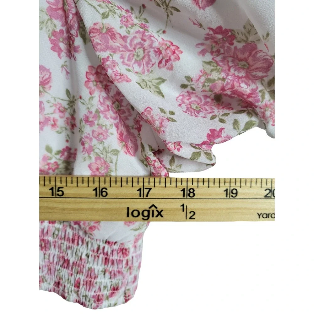 Altar'd State Milla Floral Lace Puff Sleeve Crop Top Pink Princescore  Dollette